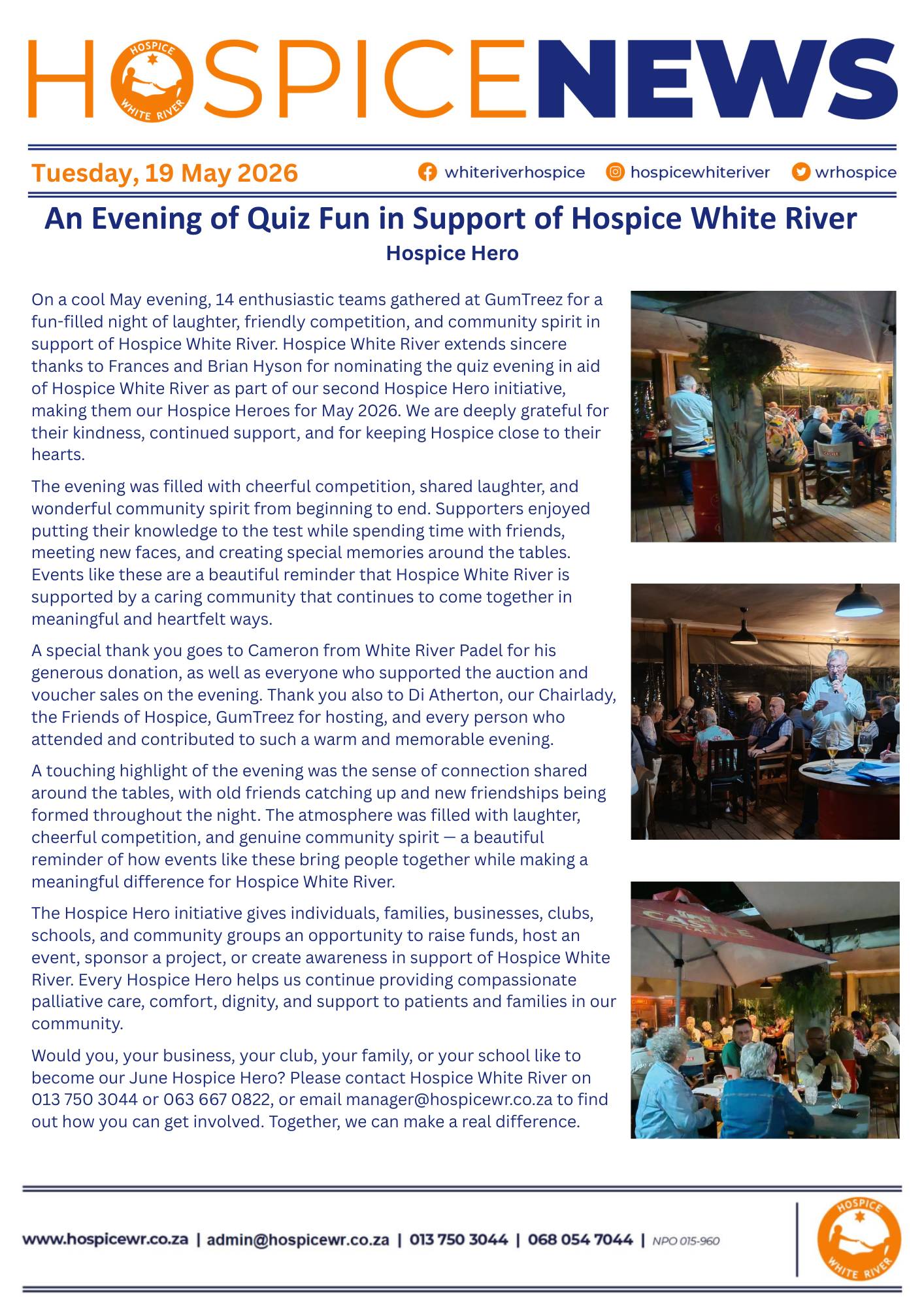 An Evening of Quiz Fun in Support of Hospice White River